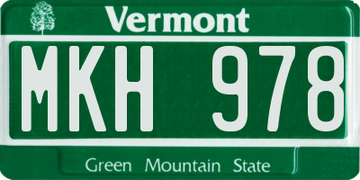 VT license plate MKH978