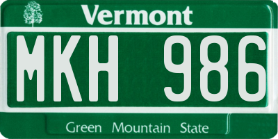 VT license plate MKH986