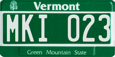 VT license plate MKI023