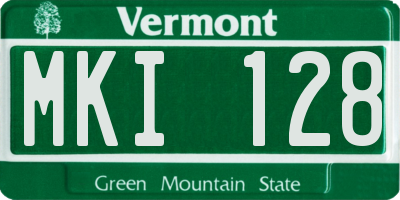 VT license plate MKI128