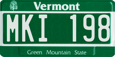 VT license plate MKI198