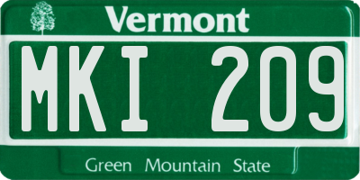 VT license plate MKI209