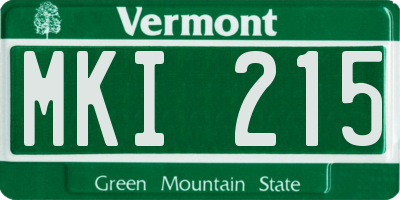 VT license plate MKI215