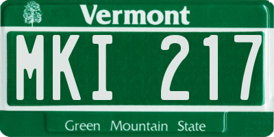 VT license plate MKI217