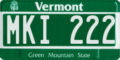 VT license plate MKI222