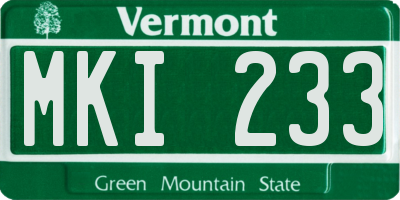 VT license plate MKI233