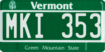 VT license plate MKI353