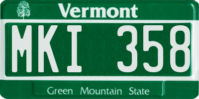 VT license plate MKI358