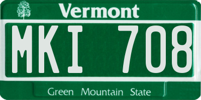 VT license plate MKI708