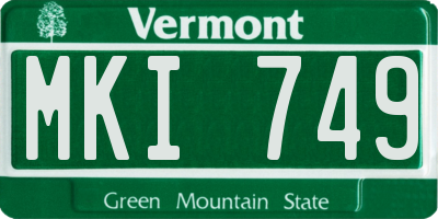 VT license plate MKI749