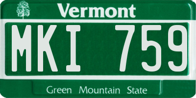 VT license plate MKI759