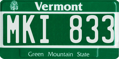 VT license plate MKI833