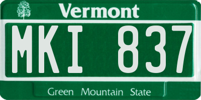 VT license plate MKI837