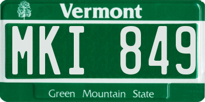 VT license plate MKI849
