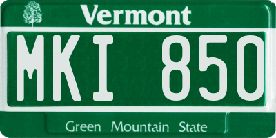 VT license plate MKI850