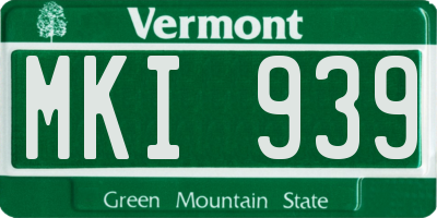 VT license plate MKI939