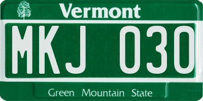 VT license plate MKJ030