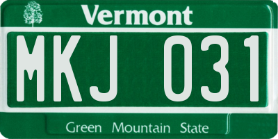 VT license plate MKJ031