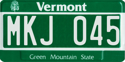 VT license plate MKJ045