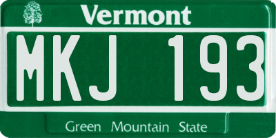 VT license plate MKJ193