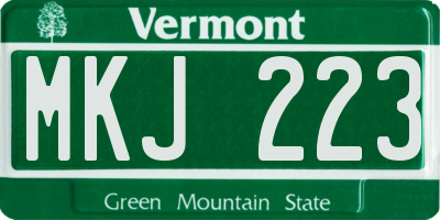 VT license plate MKJ223