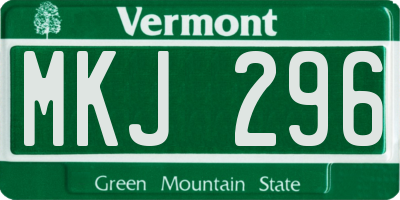 VT license plate MKJ296