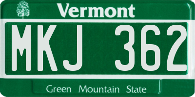 VT license plate MKJ362