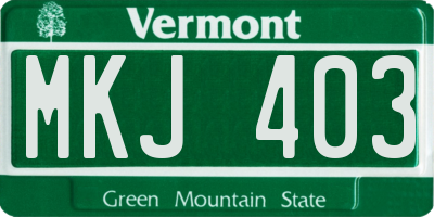 VT license plate MKJ403