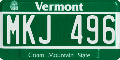 VT license plate MKJ496