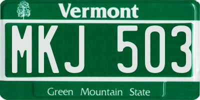 VT license plate MKJ503