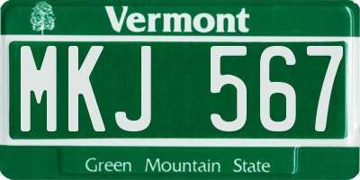 VT license plate MKJ567
