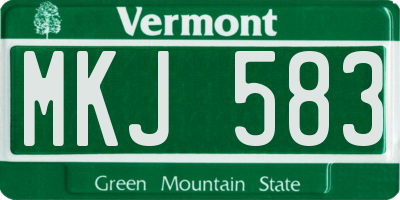 VT license plate MKJ583