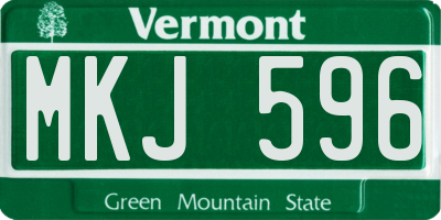 VT license plate MKJ596