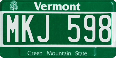 VT license plate MKJ598