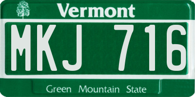 VT license plate MKJ716