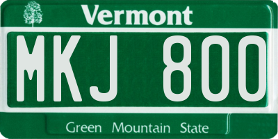 VT license plate MKJ800