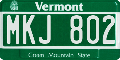 VT license plate MKJ802