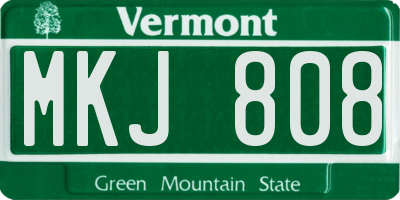 VT license plate MKJ808