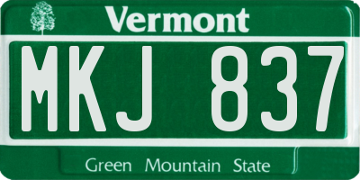 VT license plate MKJ837