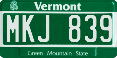 VT license plate MKJ839