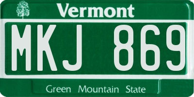 VT license plate MKJ869