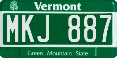 VT license plate MKJ887