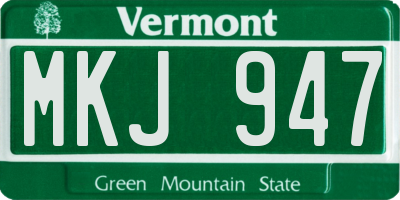 VT license plate MKJ947