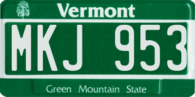 VT license plate MKJ953