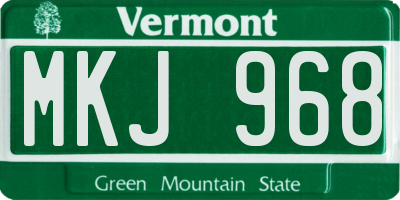 VT license plate MKJ968