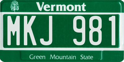VT license plate MKJ981
