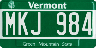 VT license plate MKJ984