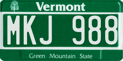 VT license plate MKJ988