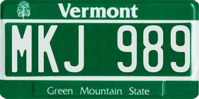 VT license plate MKJ989