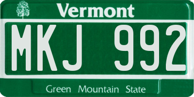 VT license plate MKJ992